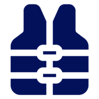 Blue life vest graphic symbol