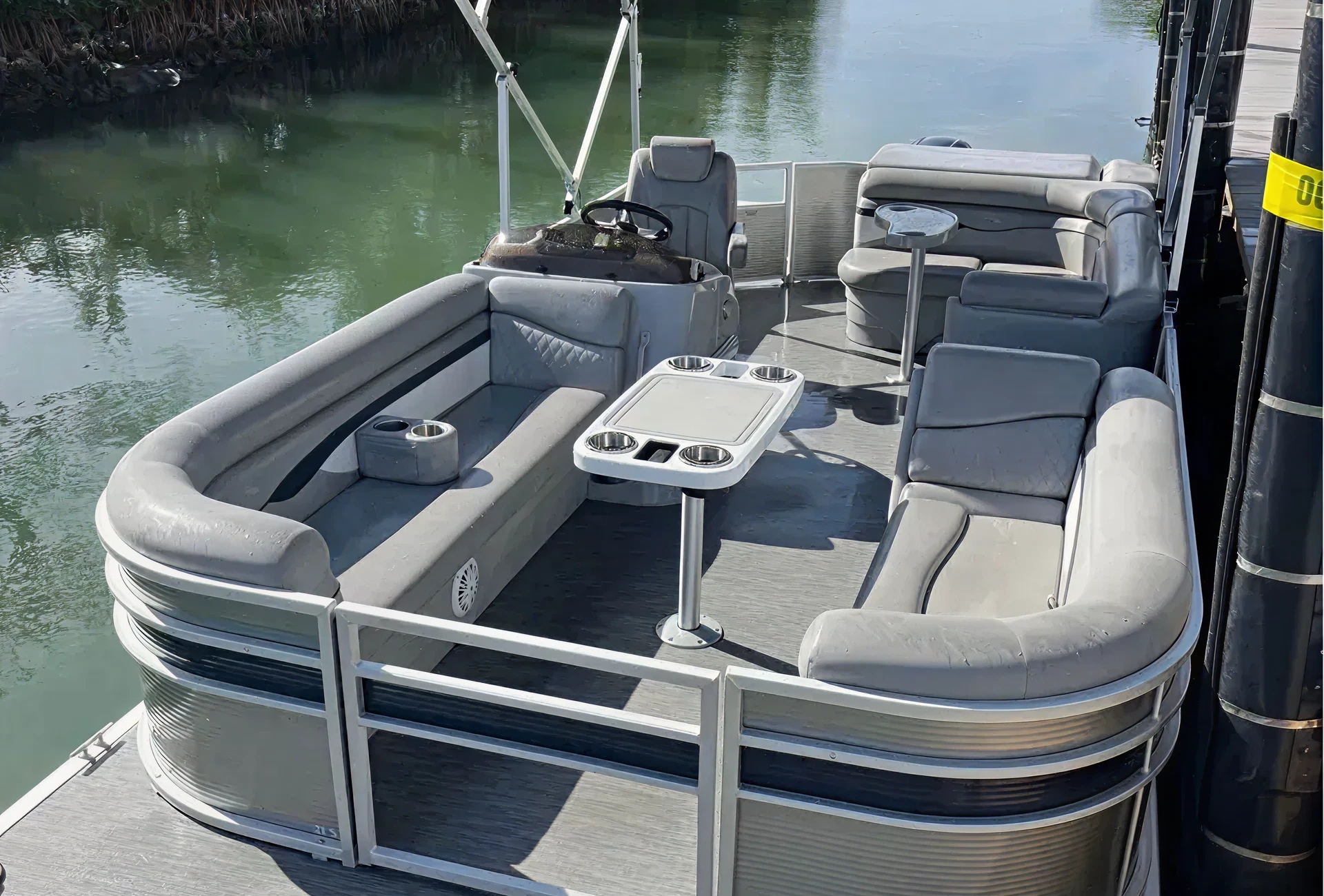 Comfortable seats on a pontoon boat
