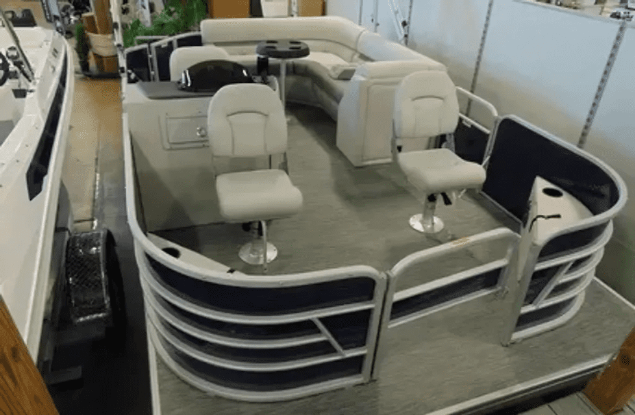 Pontoon boat interior with seating